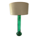 Retro table lamp with glass base and crocodile effect leather shade.