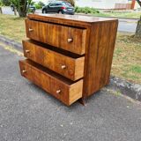 Vintage dresser 1950 Art Deco walnut magnifying glass