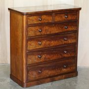 Victorian commode in flame wood with four drawers