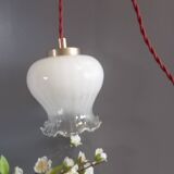 Lampe baladeuse opaline blanche, rétro chic