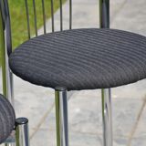 2 "Calligaris" bar stools with chrome metal and refurbished seats.