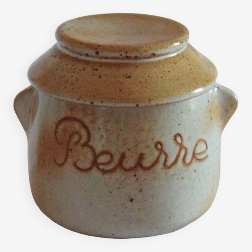 Beurrier à eau (breton) estampillé grès du marais France vintage céramique  grès moucheté