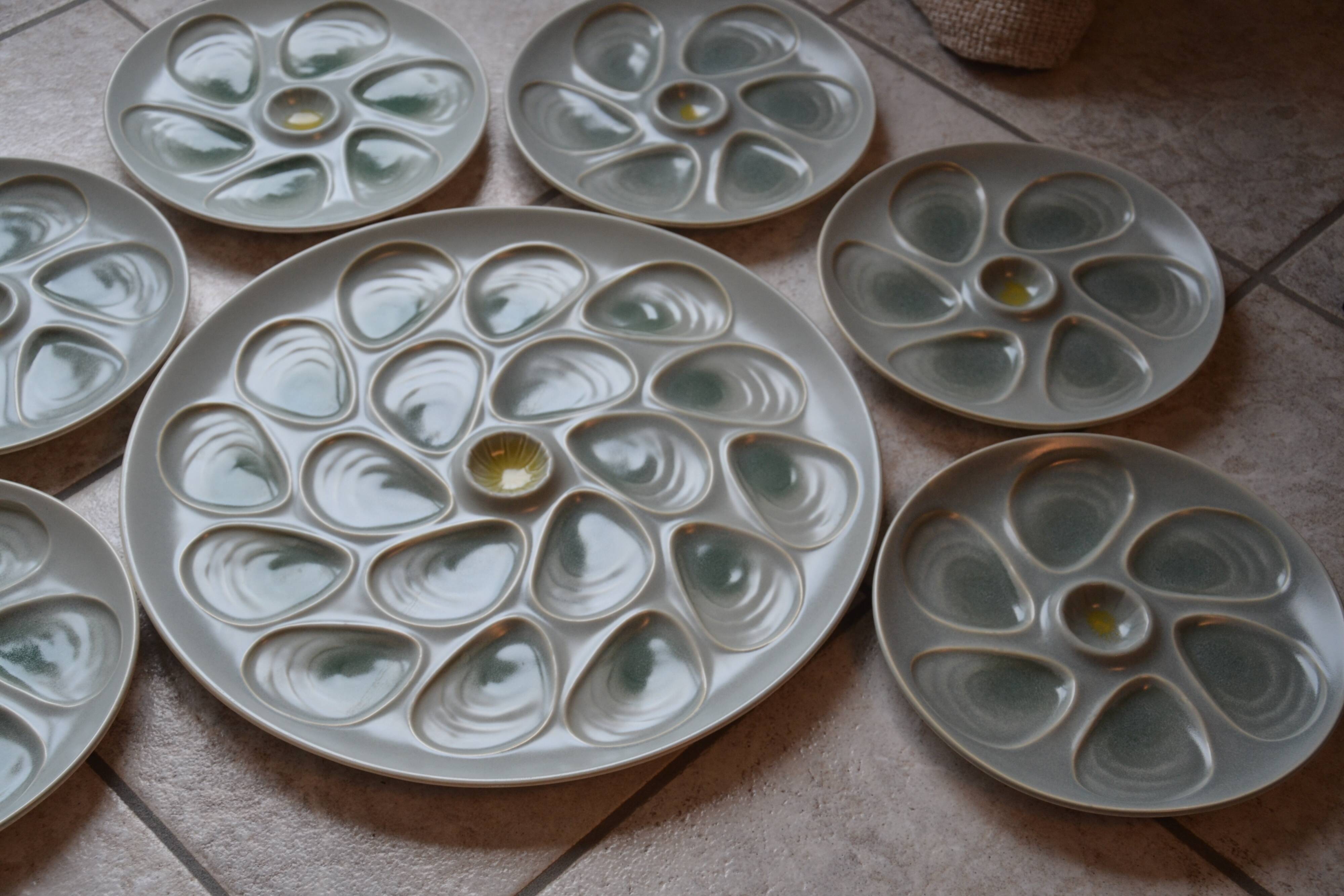 Ensemble assiettes et plat à huîtres Salins