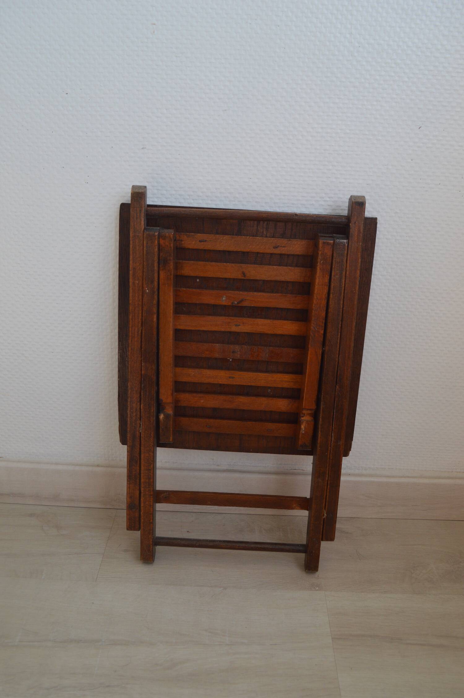 Folding wooden stool