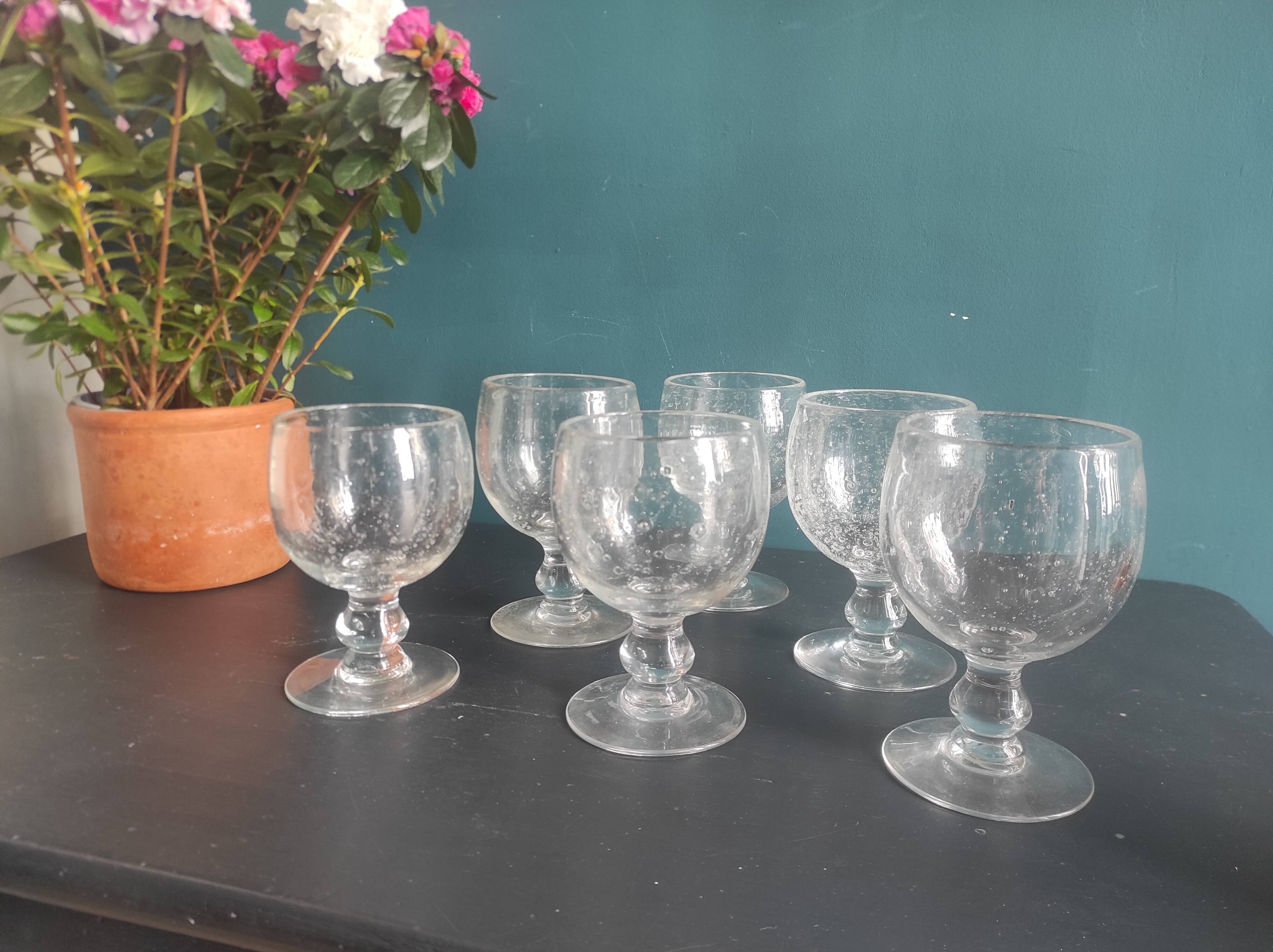 Vintage French set of 6 large water cups from Biot