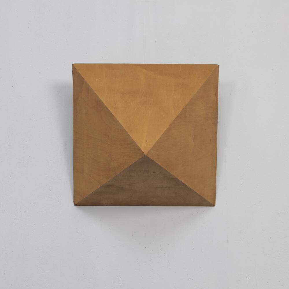 Plywood Pyramid Wall Sculpture – Geometric Hanging Art, Europe, 1970s