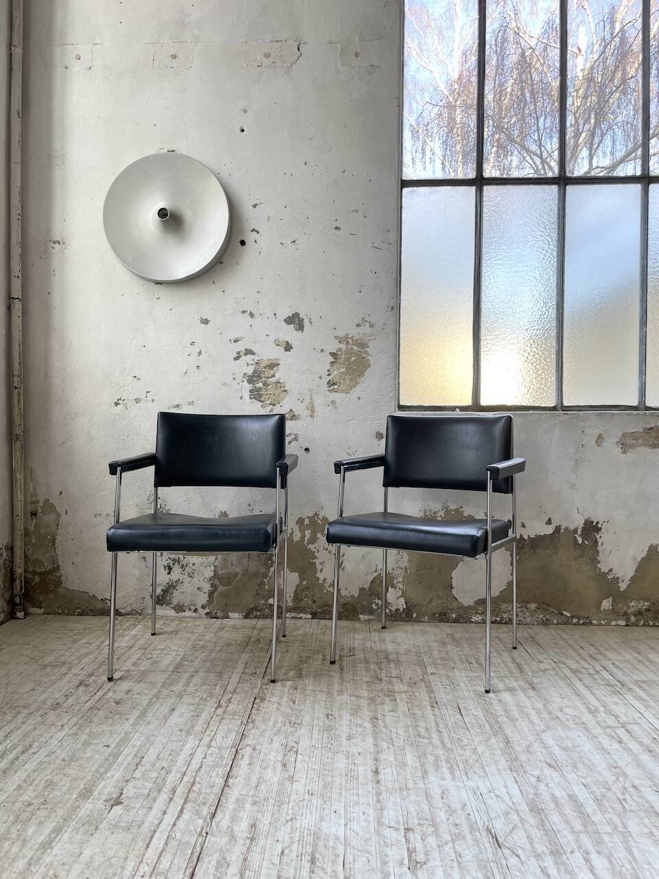 Pair of chrome office chairs