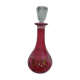 Carafe verre rose rouge à facettes ,décor floral muguet émaillé et peint