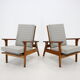 1930s Pair of Antonin Heythum Very Rare Armchairs + Stools, Czechoslovakia