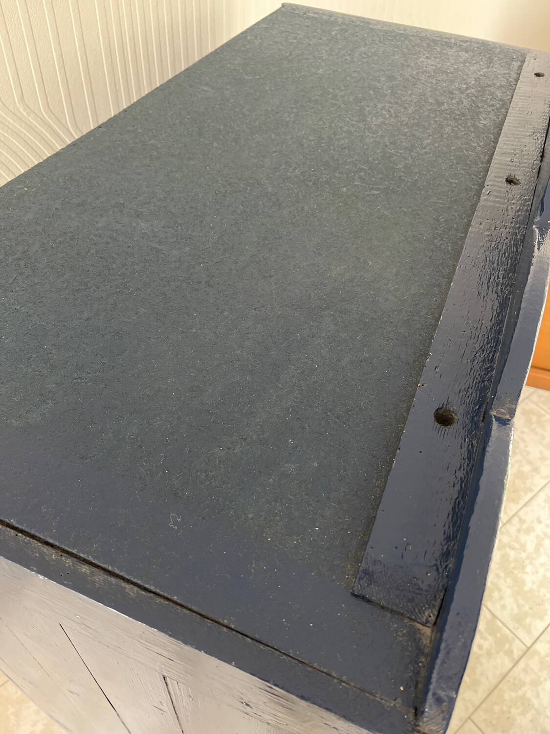 Old Parisian wardrobe painted in midnight blue