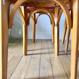 Set of 6 Luterma bistro chairs in blond wood and skaï 50s