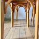 Set of 6 Luterma bistro chairs in blond wood and skaï 50s