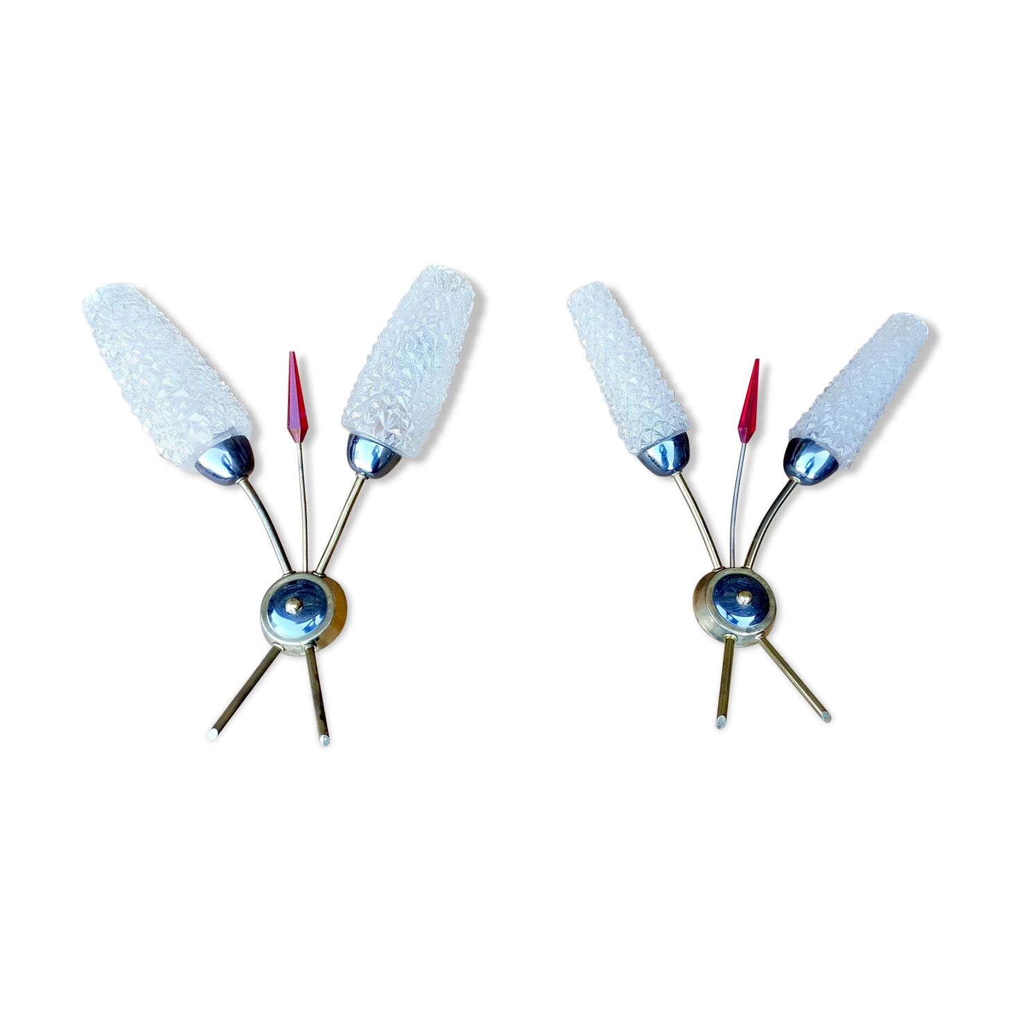 Paire d’appliques tulipe forme épi années 50