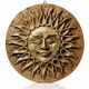 Anthropomorphic sun wall sculpture in patinated terracotta, vintage Italian craftsmanship.