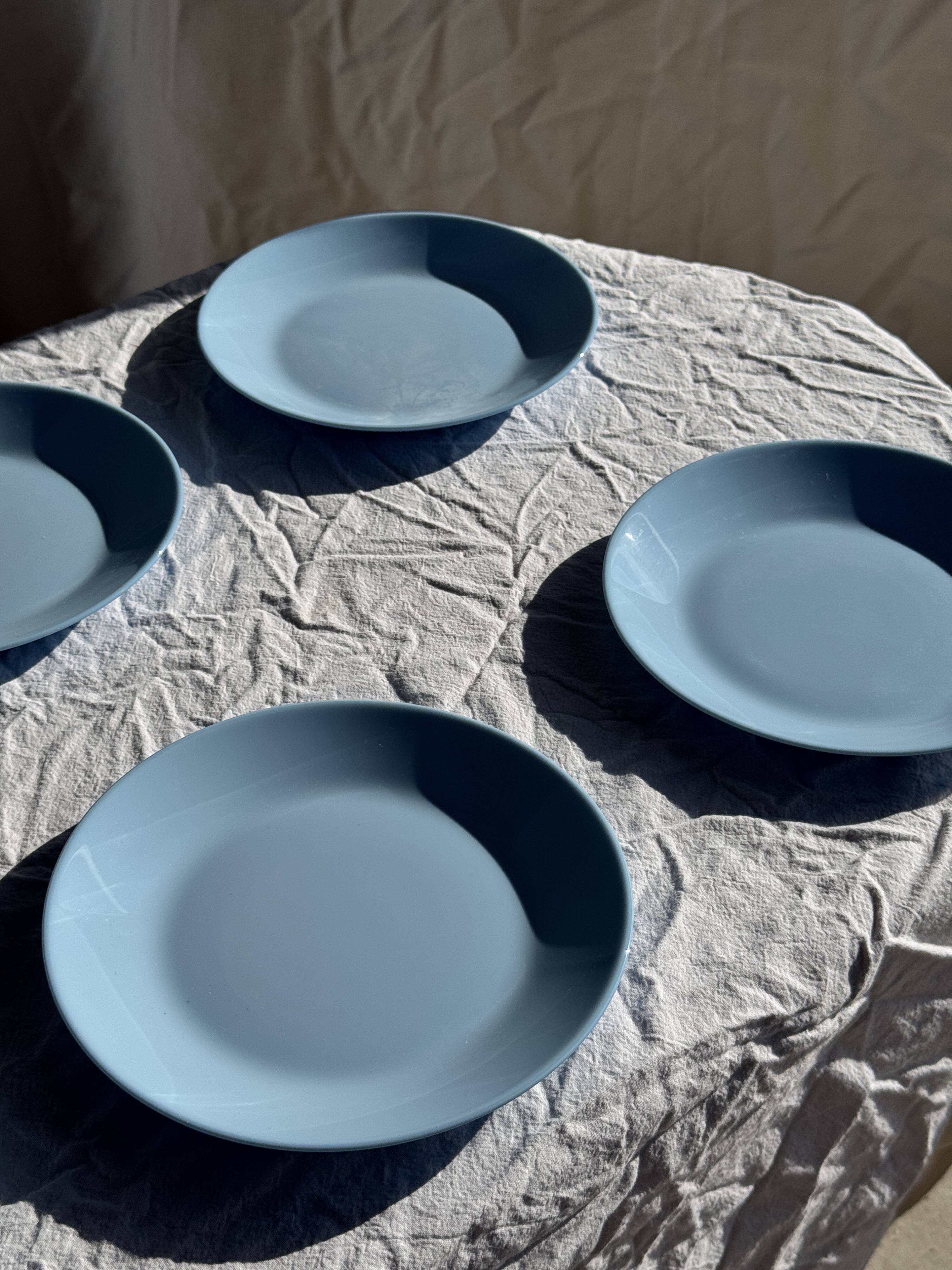 Set of 6 vintage blue dessert plates D18 (1)