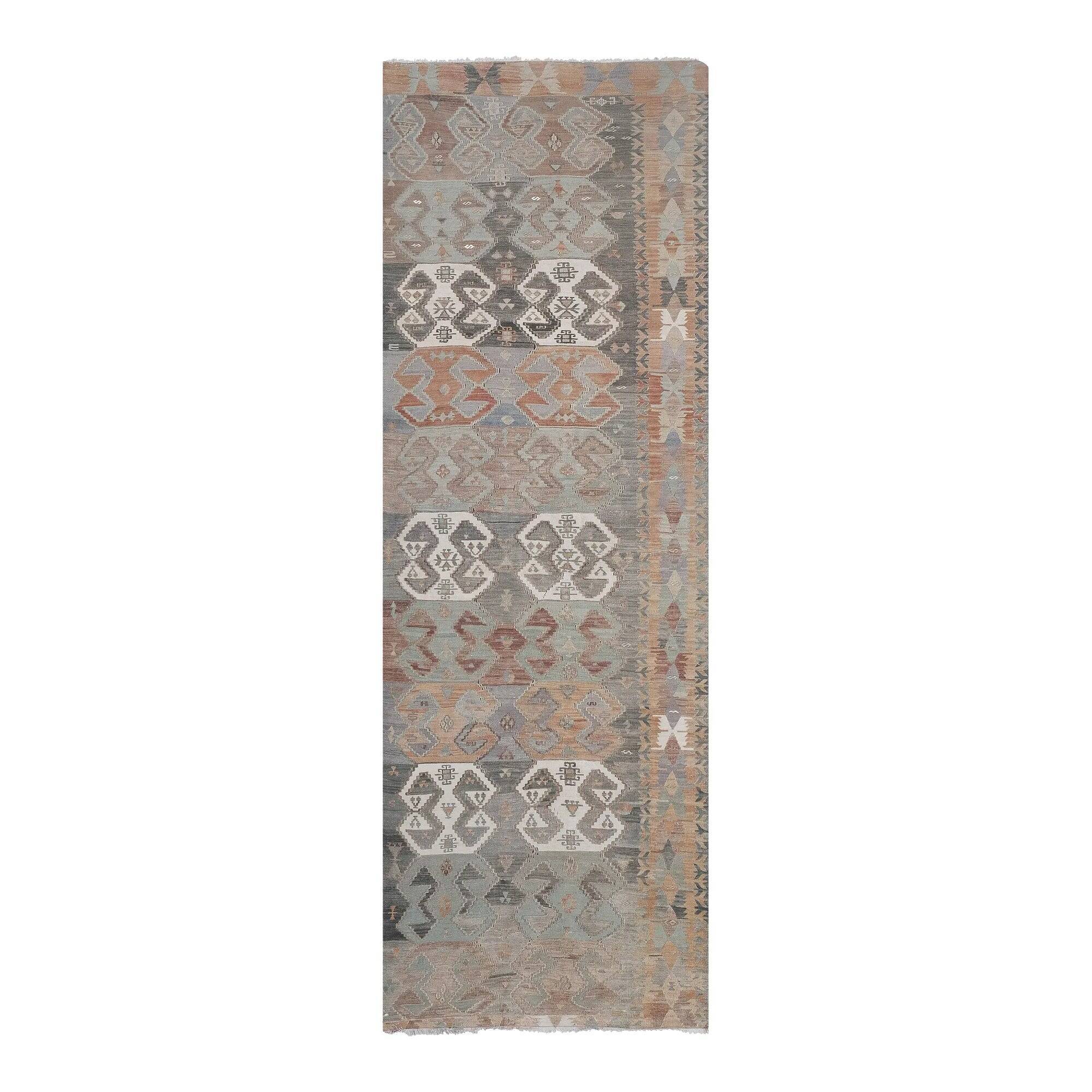 Vintage Turkish hallway rug 123x367 cm