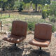 Pair of swivel armchairs in cognac leather – 1970s