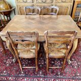 Table en chêne style Louis XV + 6,chaises