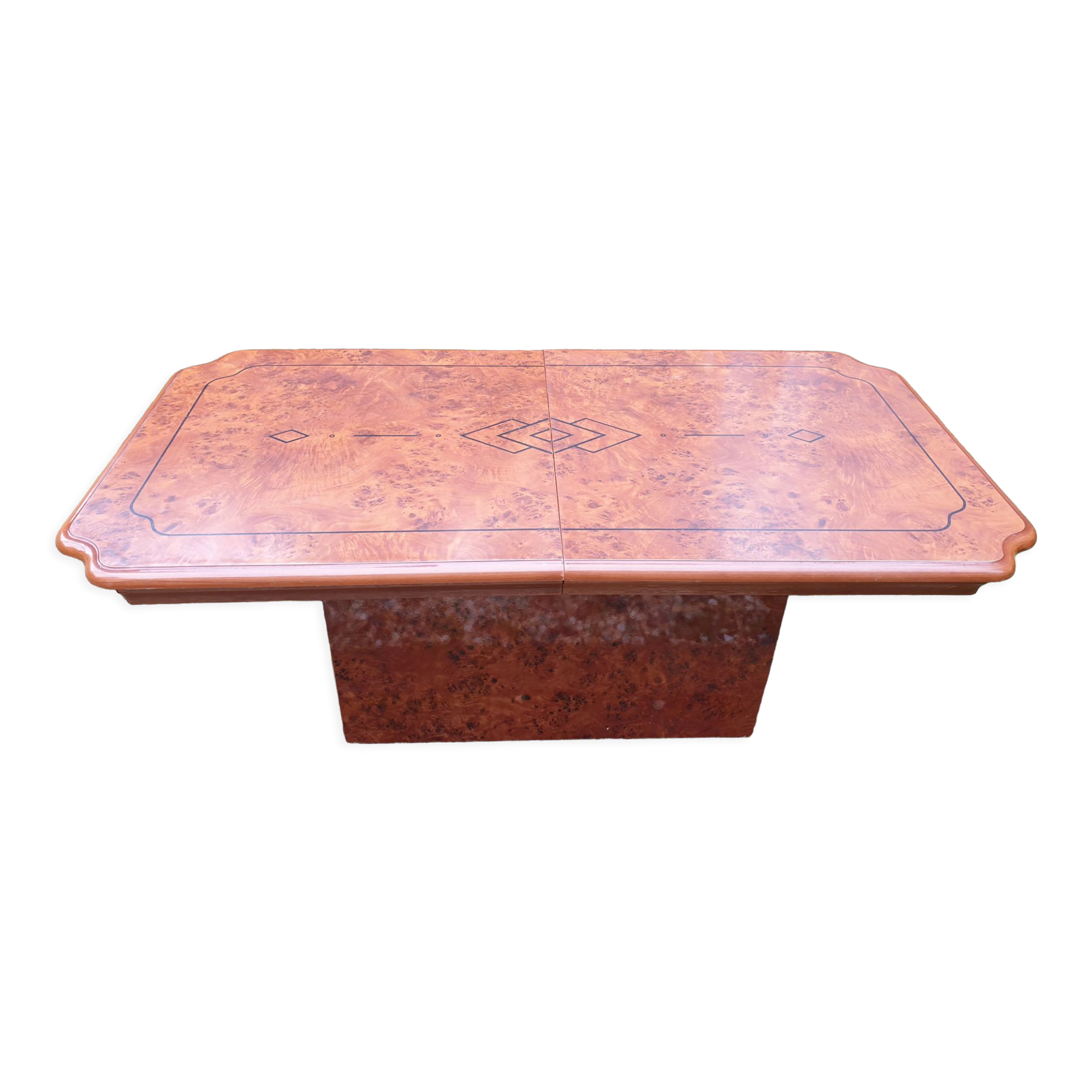 Elm burl cocktail coffee table