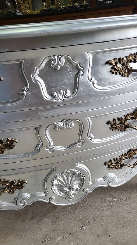 Commode style louis XV argente 3 tiroirs