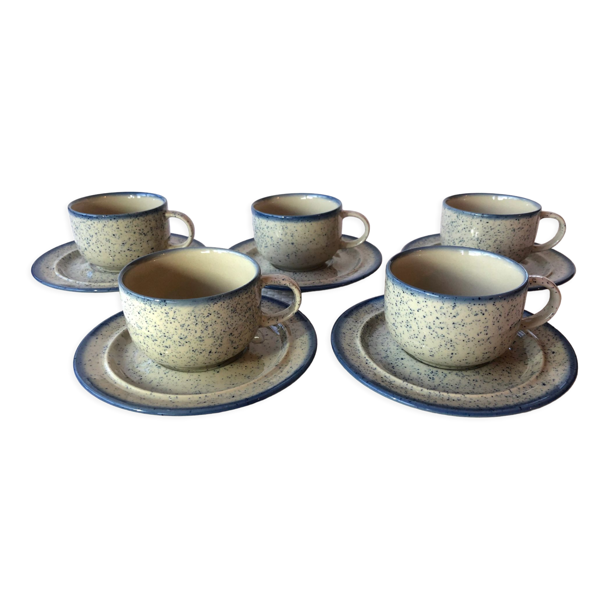 Blue glazed ceramic coffee cups