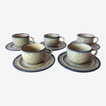 Blue glazed ceramic coffee cups