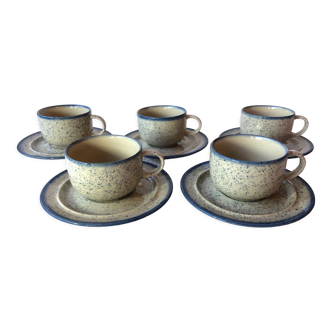Tasses à café en céramique vernissées bleues