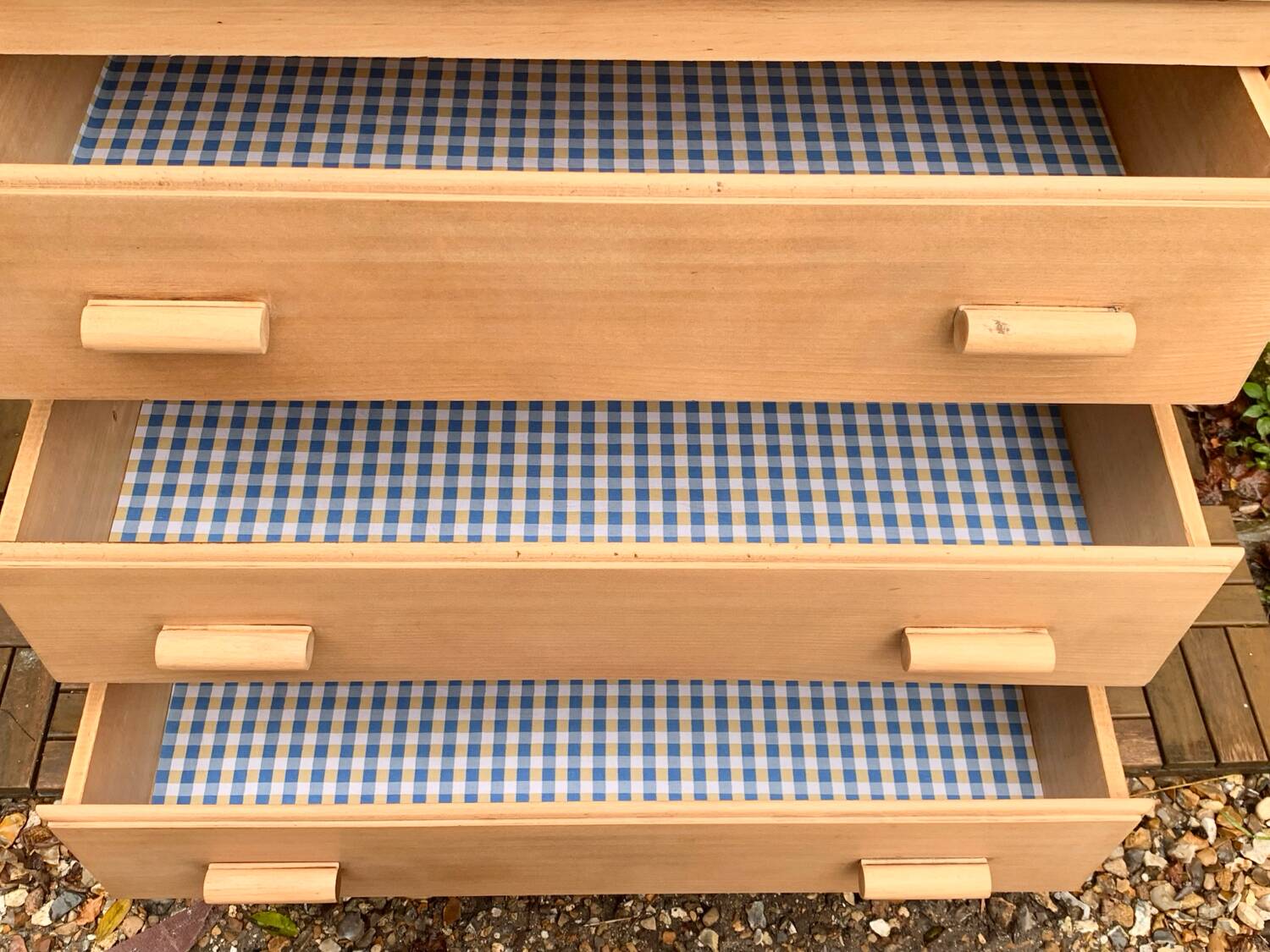 Raw wood art deco chest of drawers