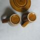 2 Longchamp ceramic coffee cups and saucers