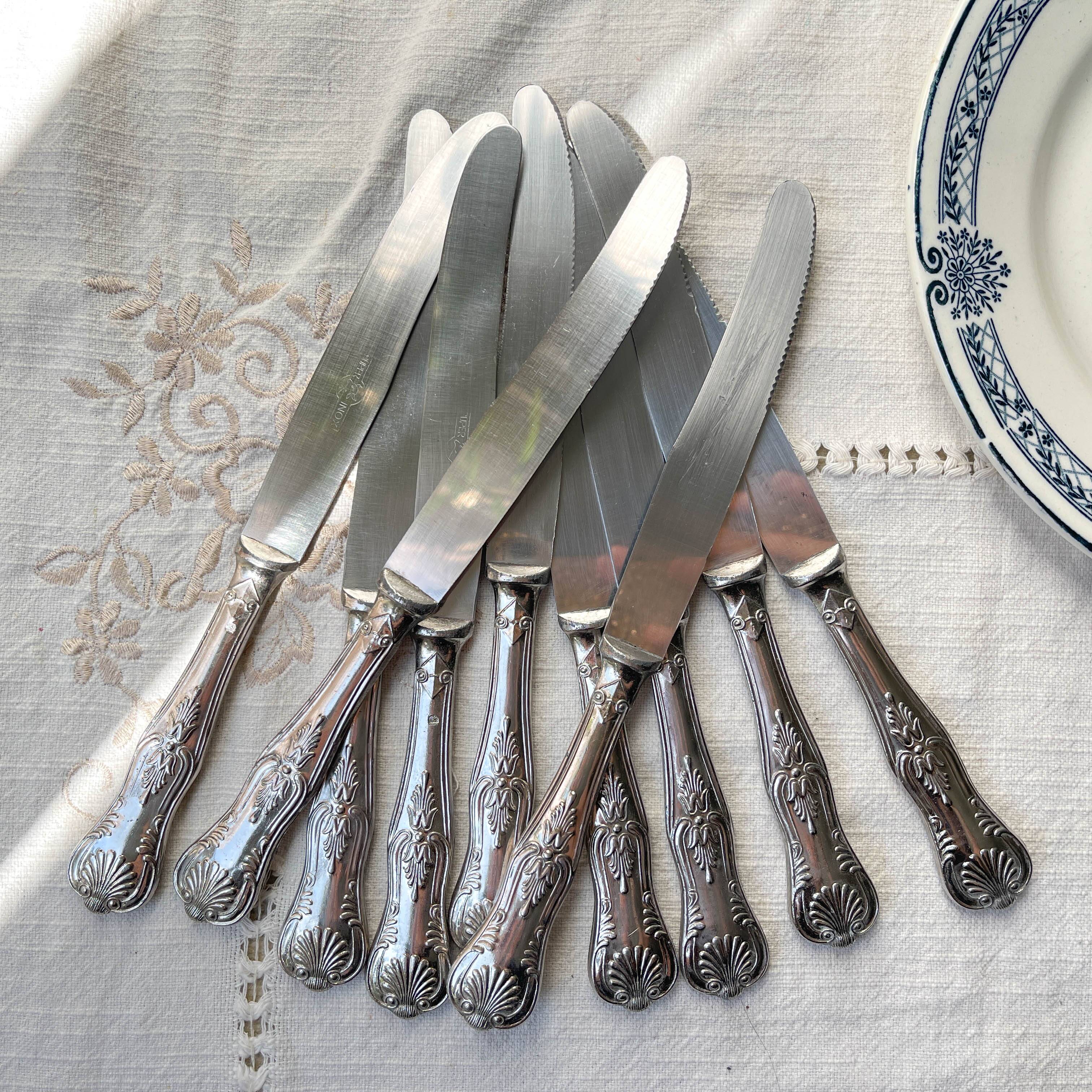 10 Vintage Rocaille Style Metal Knives