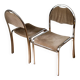 Pair of Italian chairs in chrome metal and fabric - 1970s