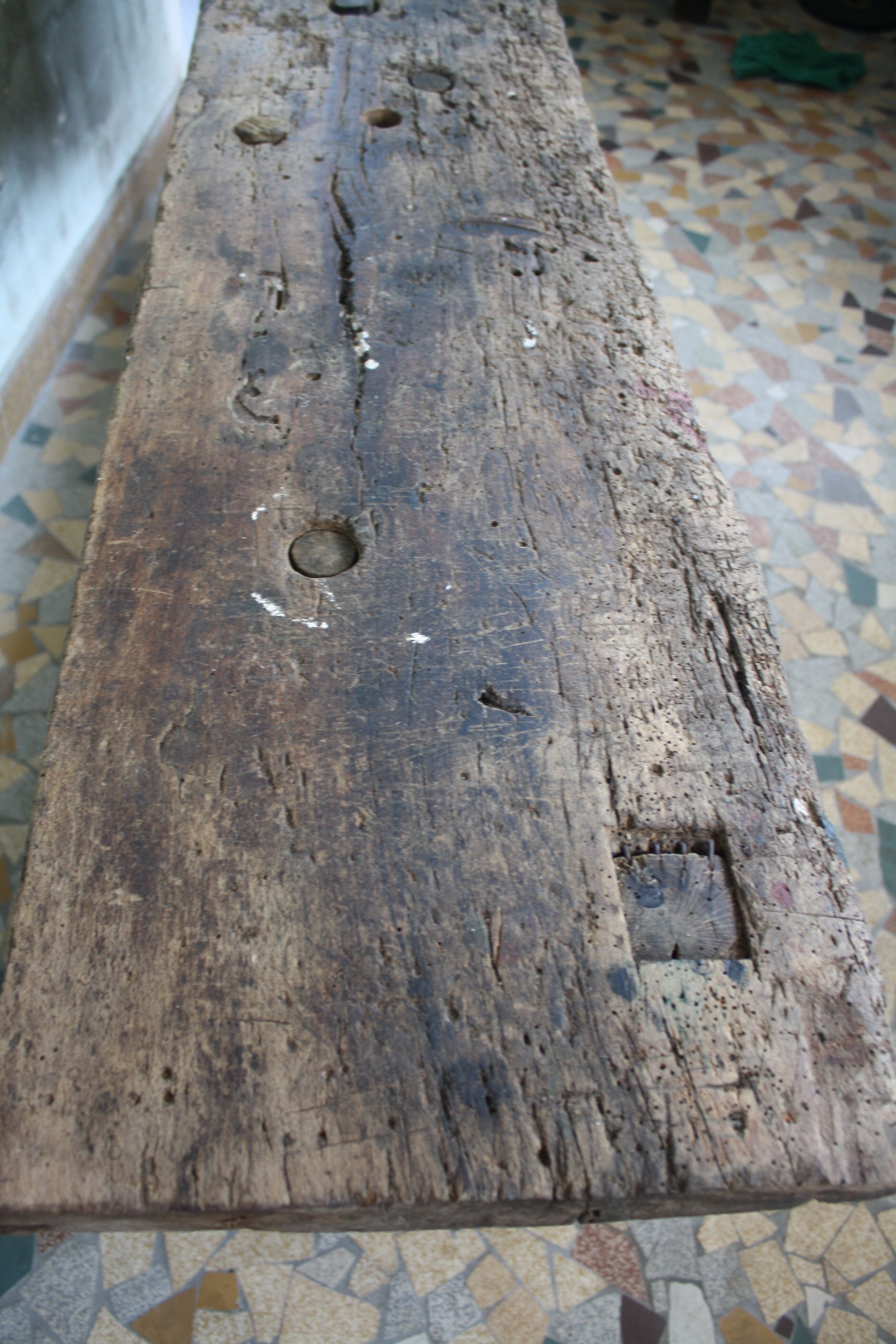 Ancient wooden workbench