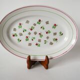 Oval digoin sarreguemines pink and green dish 1940