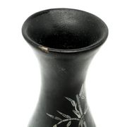 Oriental vase, black lacquer, mother-of-pearl inlay, Japan, 1950s