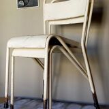 Paire de chaises tube métal mobilier industriel début XXème