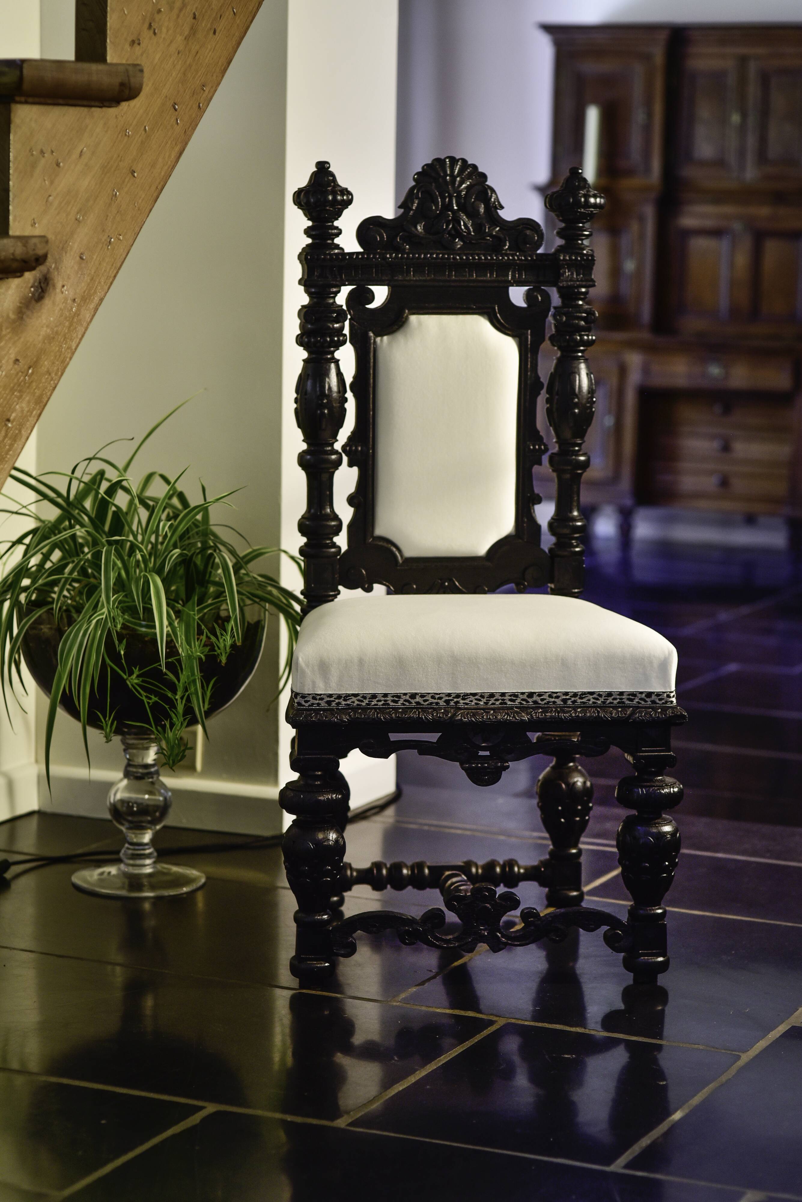 Classic black and white wooden throne