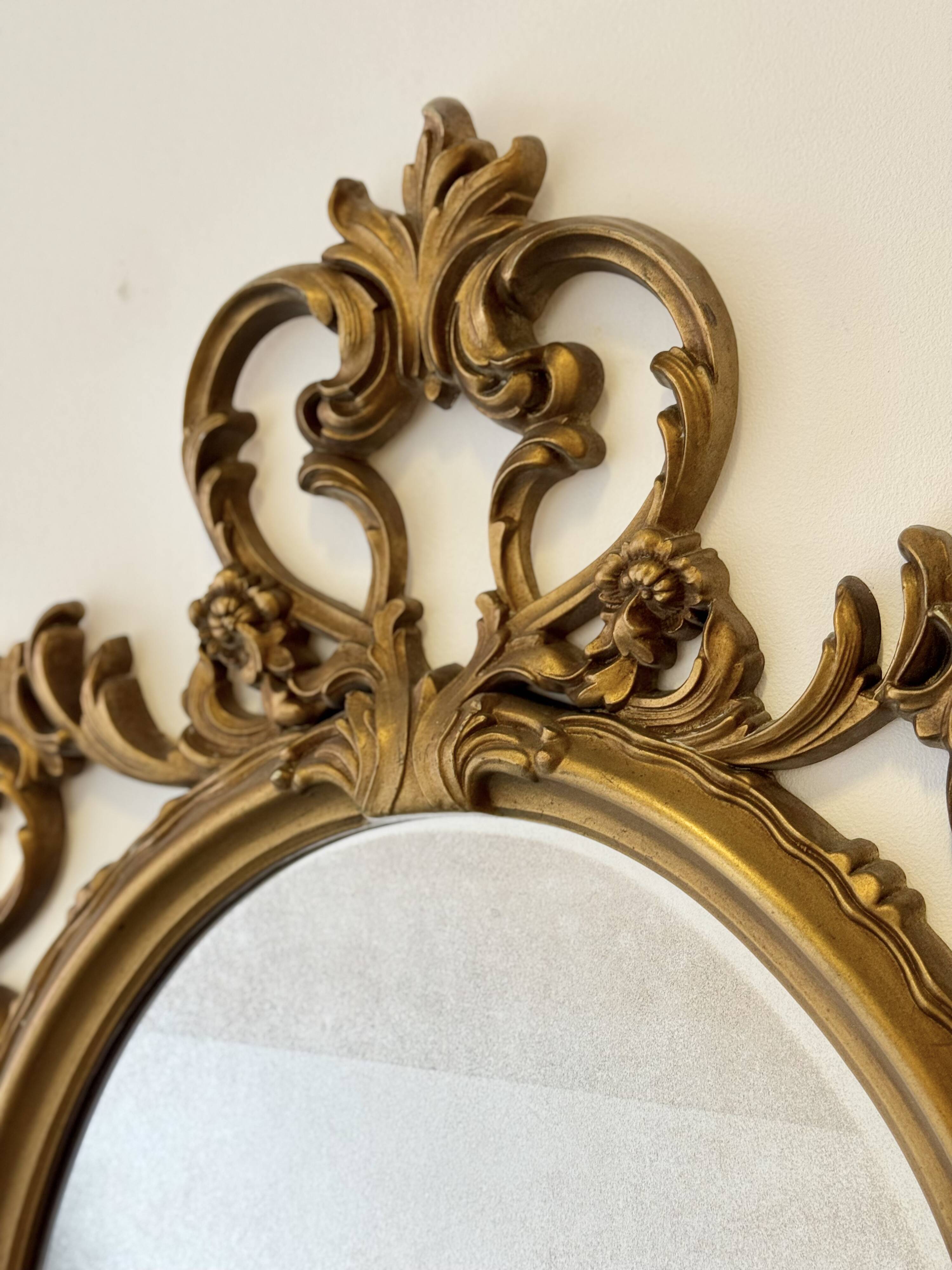 Baroque Style Oval Gold Mirror by Roberta Wood