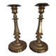 Pair of large candlesticks in gilded brass, 19th century.