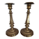 Pair of large candlesticks in gilded brass, 19th century.