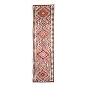 1970s Vintage Turkish Hand-Knotted Wool Cotton Red Runner Rug 93x355