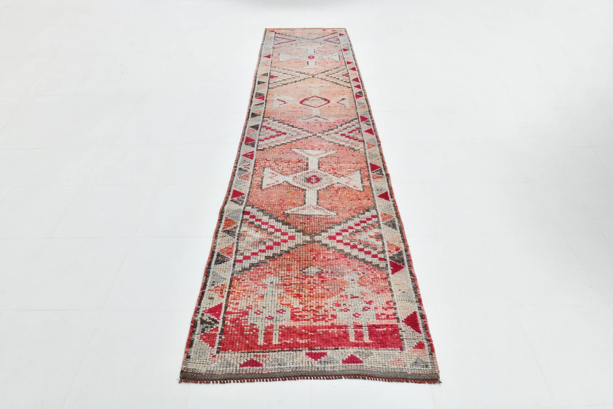 3x12  Red Brown Vintage Runner Rug, 86x369Cm SK 22862