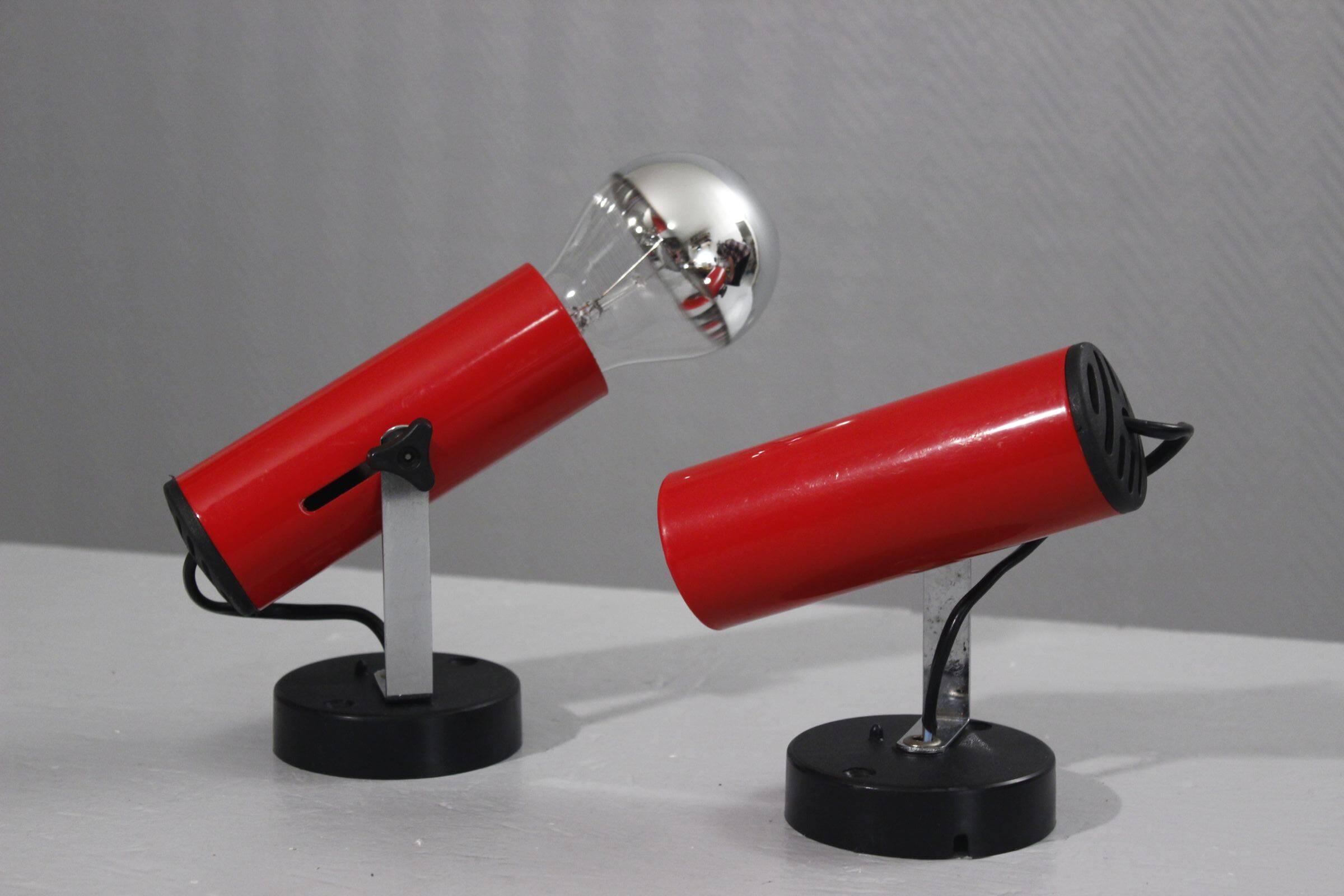 Pair of adjustable wall spotlights vintage design 1970s