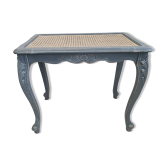 Table d'appoint anthracite et cannage