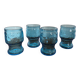 Vase en verre bleu à décor de fruits – années 1970