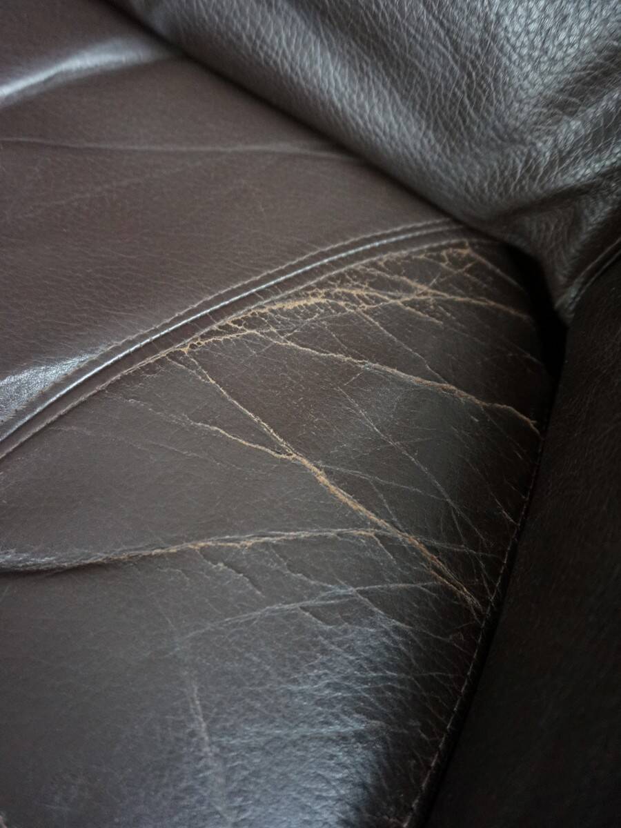 Brutalist brown Leather low Lounge Chair, Norway 1970s