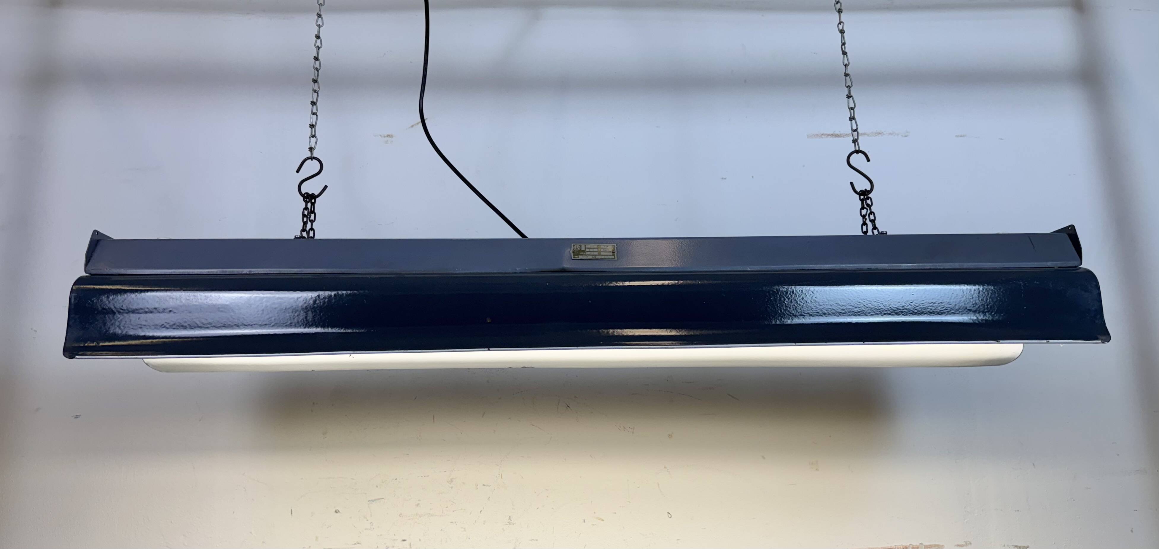 Grey Enamel Industrial Hanging Tube Light, 1960s