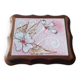 Dessous-de-Plat Vintage en Céramique et Bois vintage- Décor Floral & L