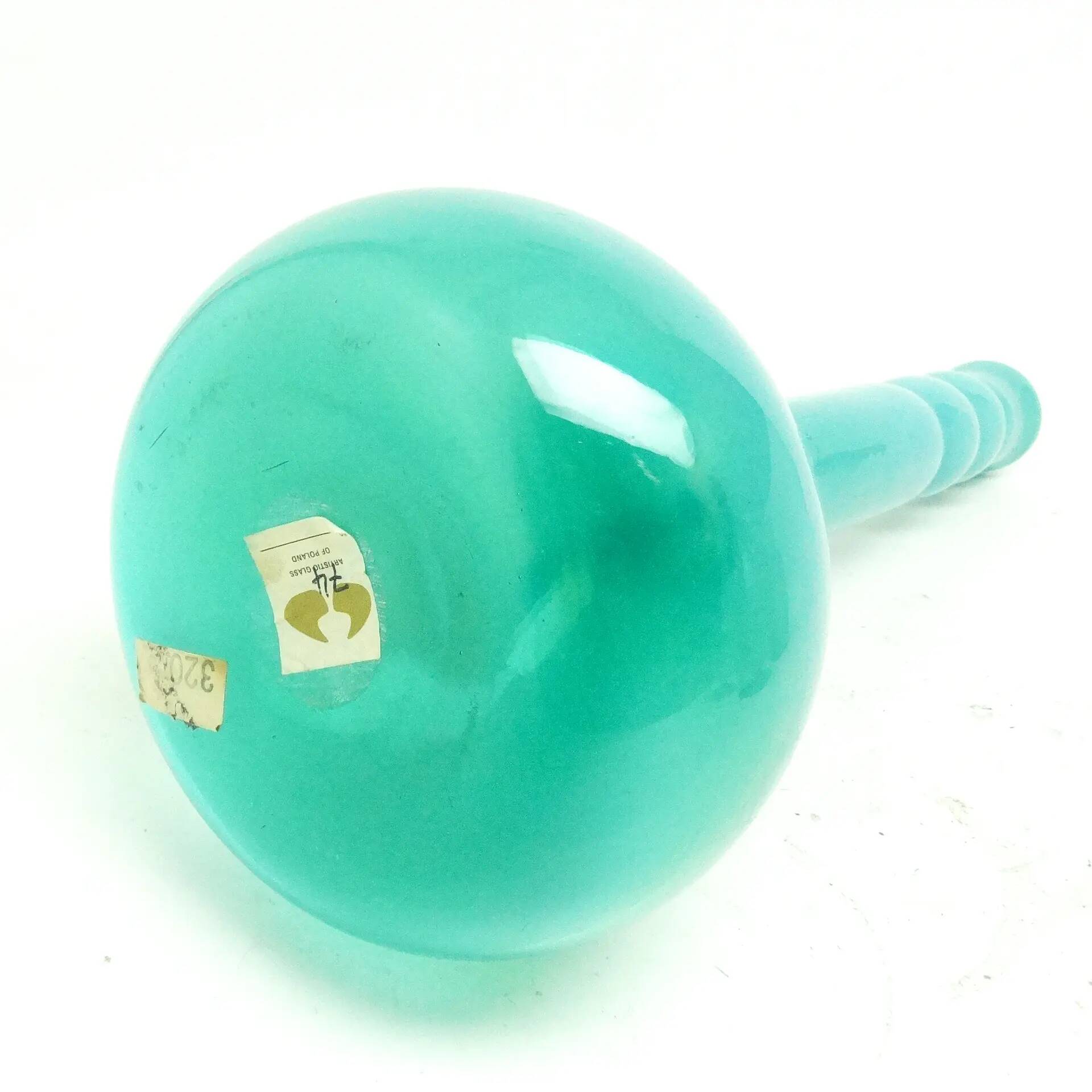 Vase moderniste, en verre turquoise, conçu par J. Słuczan-Orkusz, Pologne, années 1970