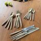 Set of silver-plated graphic cutlery for 6 people.