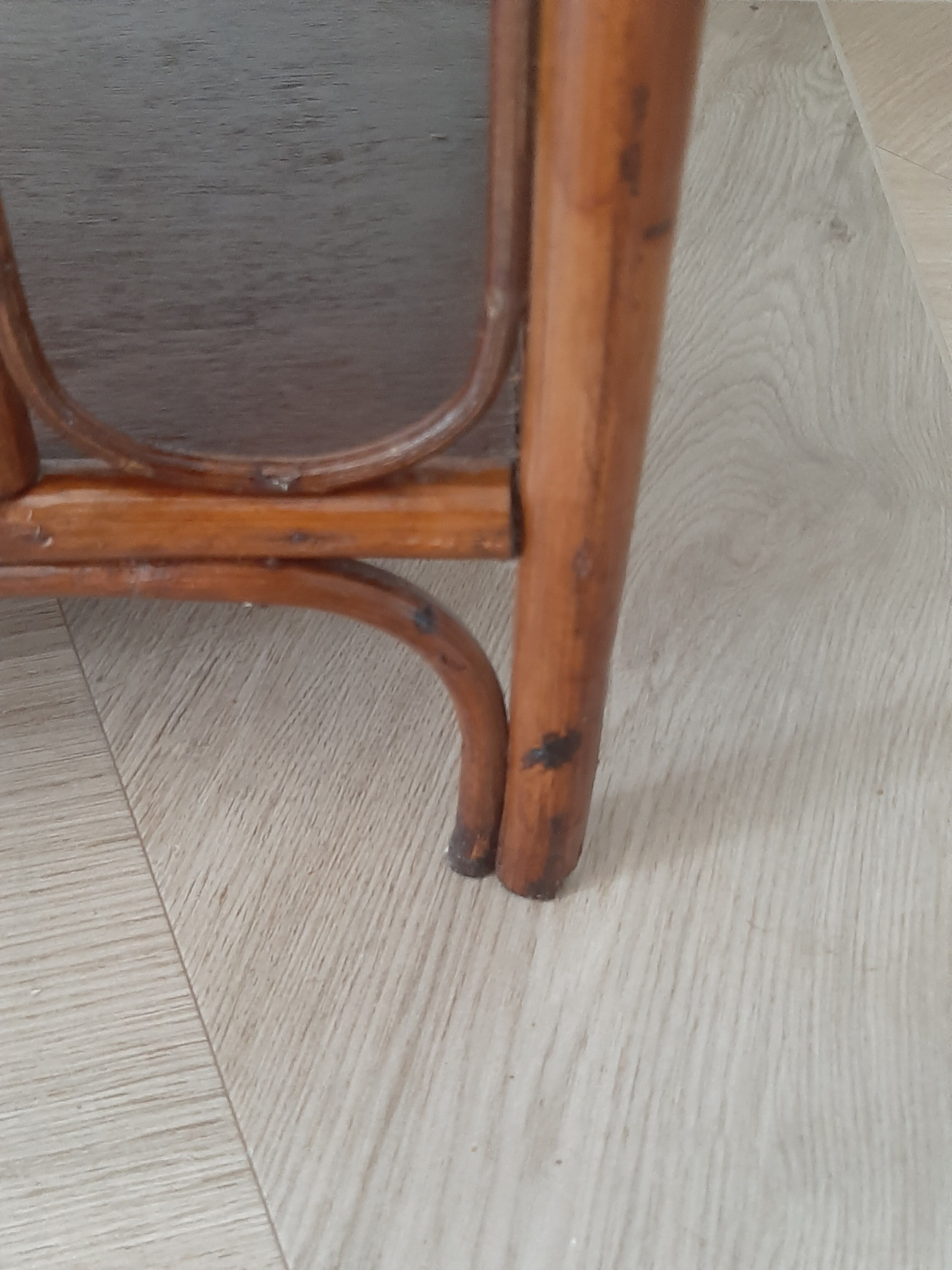 Vintage - set of 2 shelves of wooden floor, bamboo and rattan - 3 levels- retro 80s